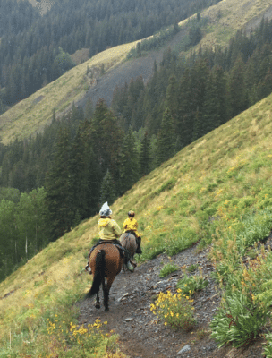 The descent from Navajo Lake is extremely steep - Riding Horses in the Mountains